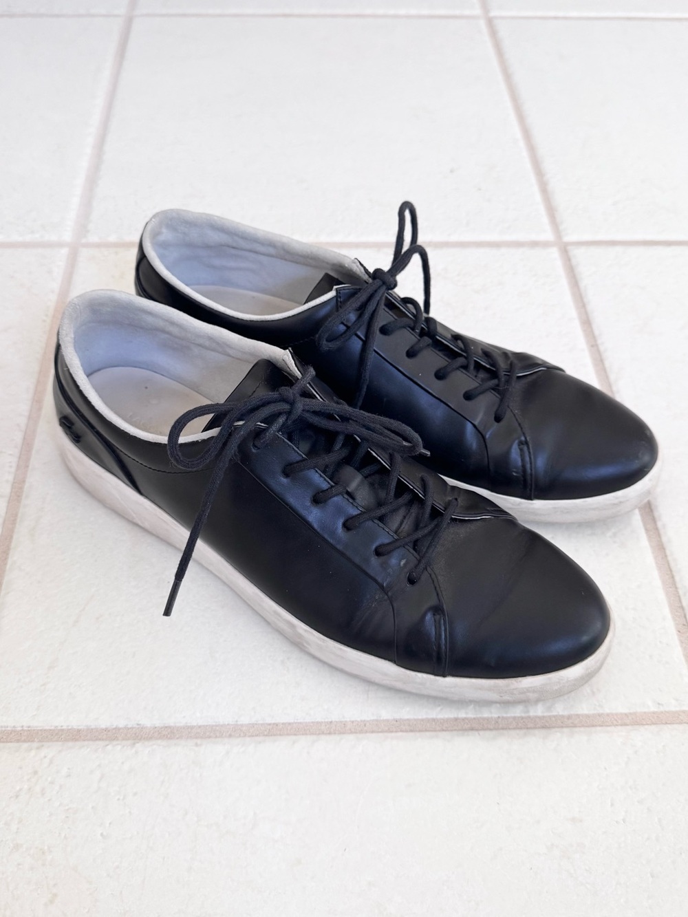 Lacoste -  Black Leather Sneakers, Size US 9